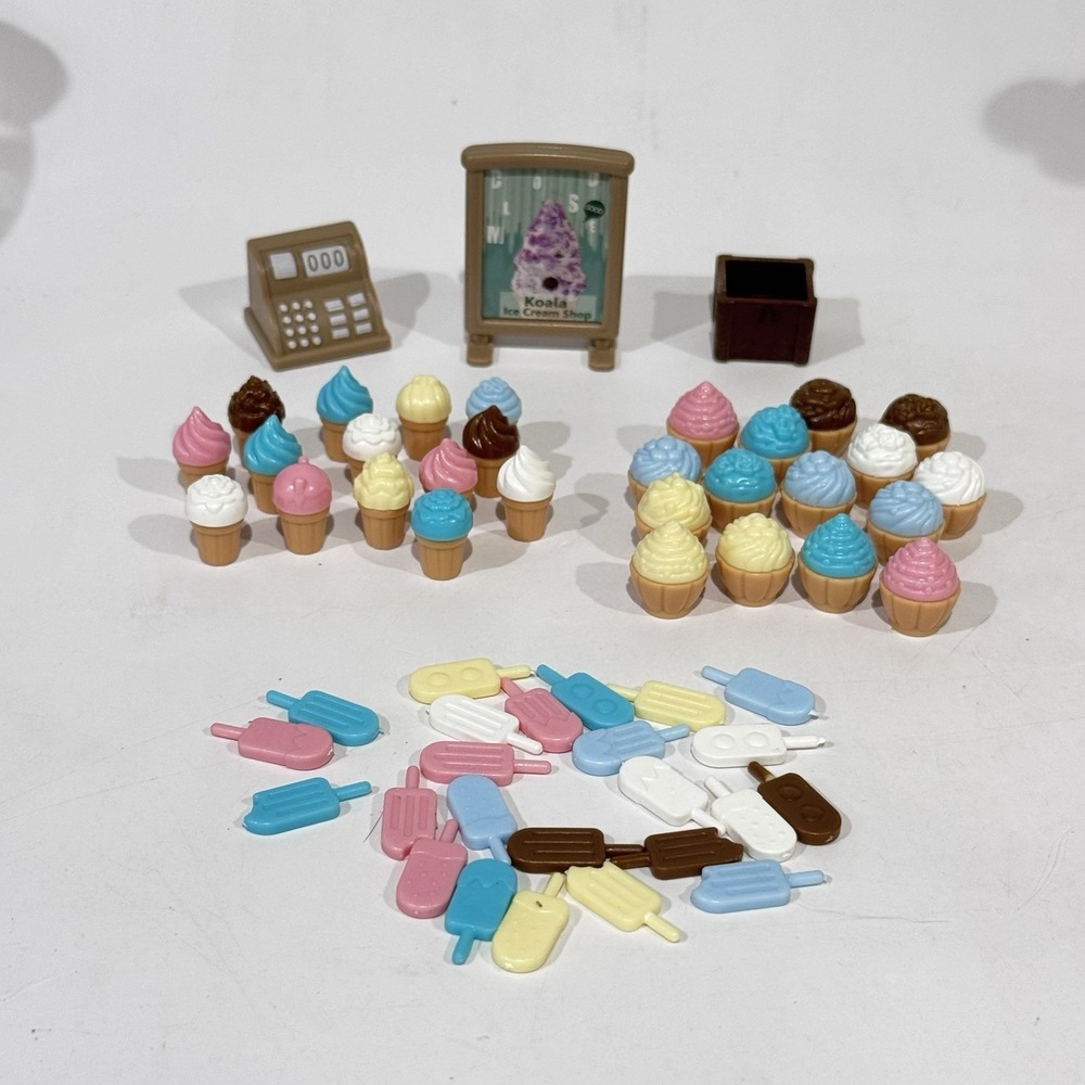 Vintage Tomy Koala Town Ice‎ Cream Sweets Shop Dollhouse Accessories Lot
